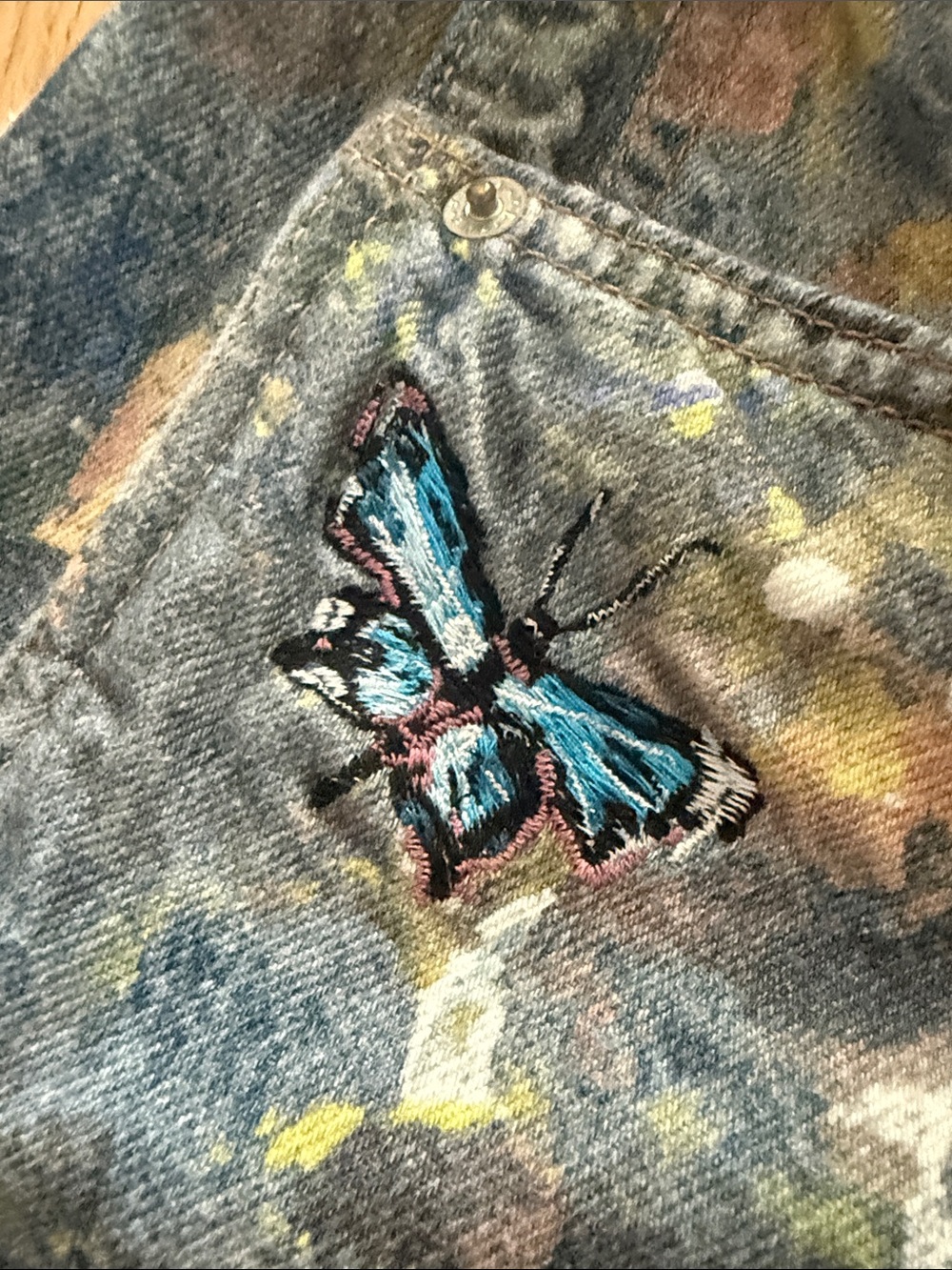 We The Free Denim Waistband with Multicolor Paint Accents - Picture 3 of 7